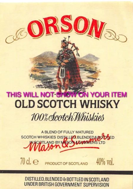 Scotch Whisky Paper Label Orson 70cl 5.5"x4"