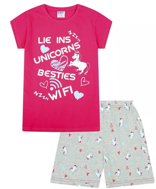 Mensonge Ins Licornes Besties Wifi Filles Short Pyjama Rose Pyjama 9-16 Ans