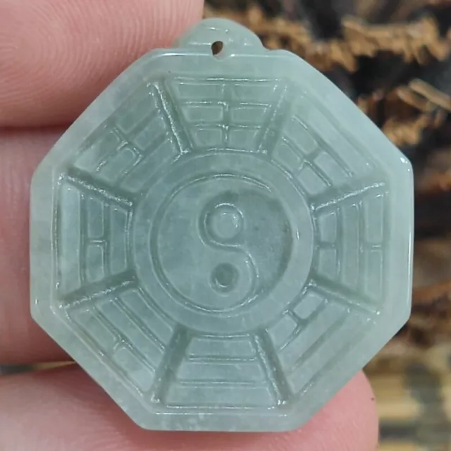 Certified Green Natural 100% A Jade Jadeite China Style Pendant 八卦图