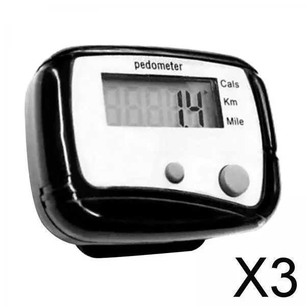 3X Pedometer for Walking Counters for Running Outdoor Sports Hiking black