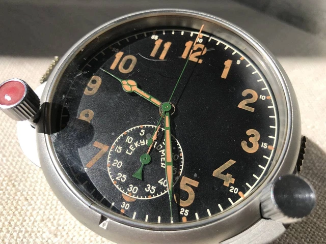 Chronomètre Militaire D'avion Soviétique USSR 24h Modèle 55M - Mécanique à Remontage
