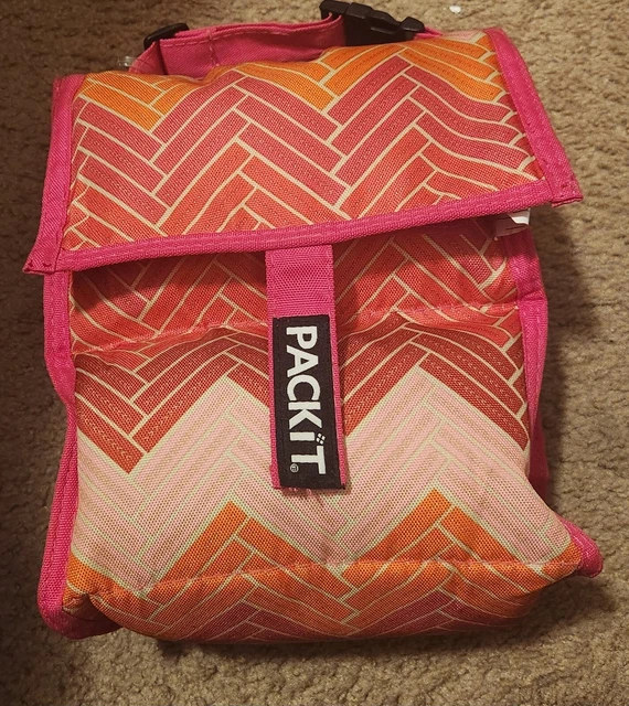 Packit Freezable Lunch Box Bag Rainbow Pink Orange Red Keeps Food Cold Insulated