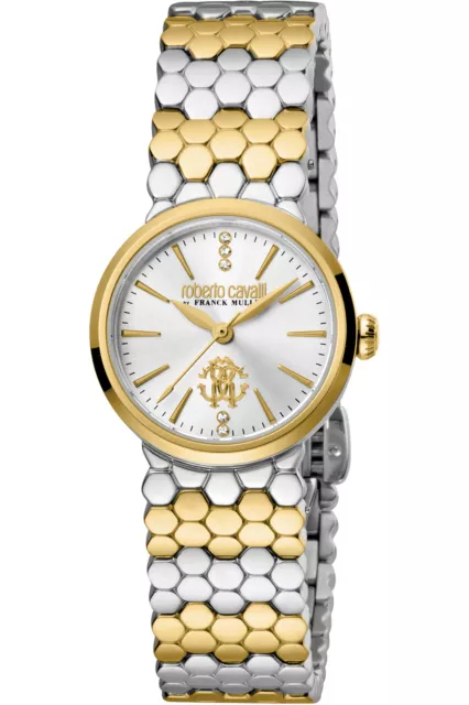 Roberto Cavalli by Franck Muller RV2L056M0021 silber gold Armband Uhr Damen NEU