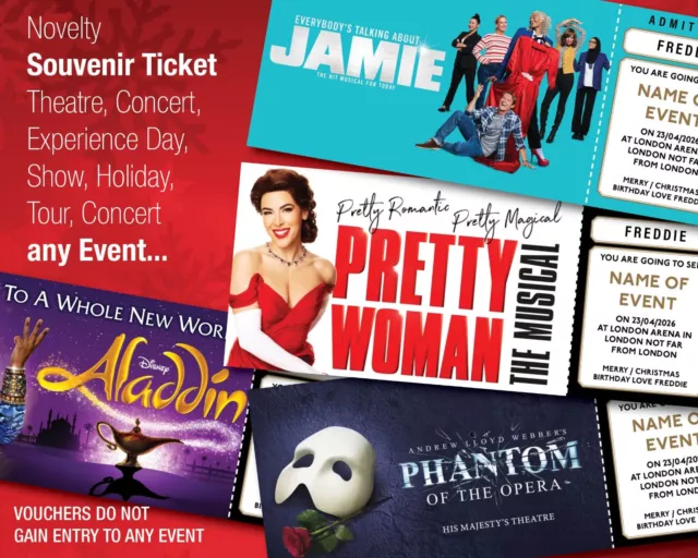 Personalised Ticket Theatre Event Comedy Musical Birthday Card Present gift idea