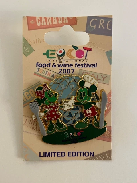 Disney Mickey And Minnie Epcot Food And Wine Festival Lapel Pin Limited Edition