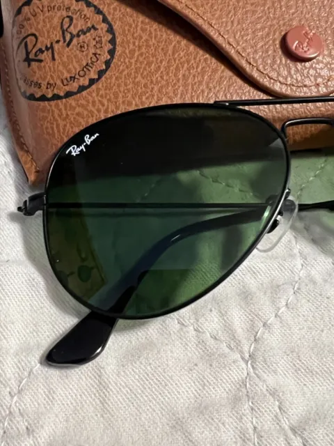 Ray-Ban Aviator Sunglasses RB3025 58-14m Black Frame & Green Lens 2