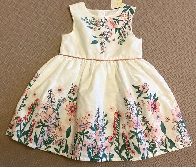 Bellissimo Abito Foderato Bambine Da Primark Età 9-12 Mesi Nuovo Con Etichette