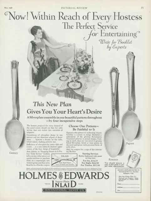 1928 Holmes Edwards Super Place Silverware Hostess Table Vintage Print Ad PR4