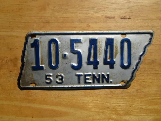 Tennessee 1953 License Plate - Nr - Original Paint