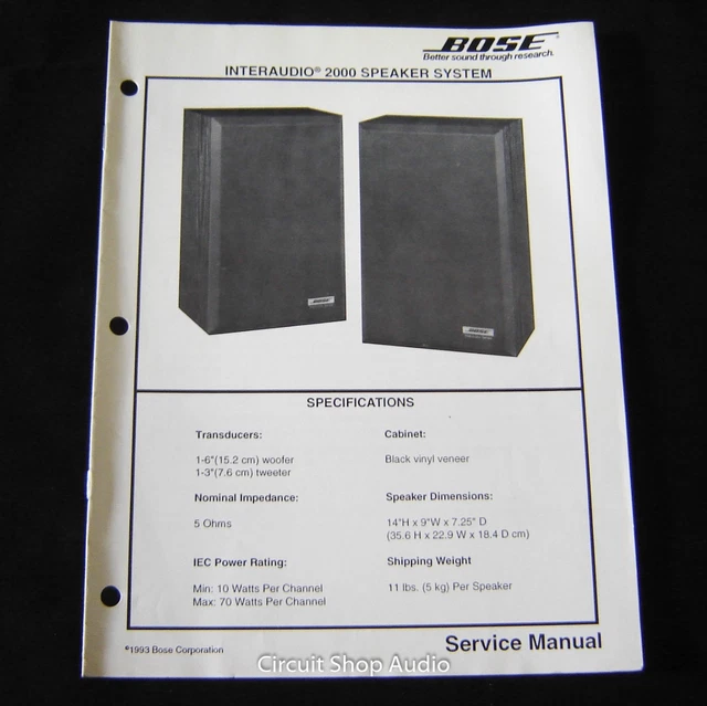ORIGINAL BOSE INTERAUDIO 2000 Lautsprechersystem Serviceanleitung EUR ...