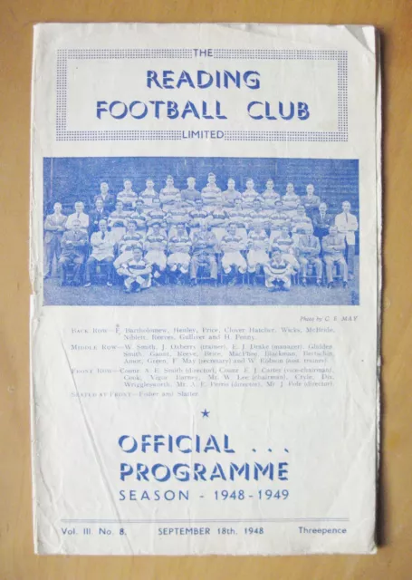 READING v NOTTS COUNTY 1948/1949 *Fair Condition Football Programme*