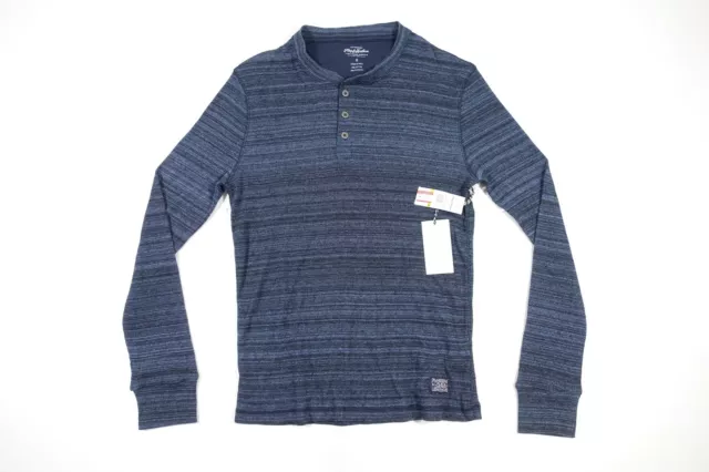 FLAG & ANTHEM Blu Navy Piccolo Henley Waffle Termico Stretch Maglione da Uomo