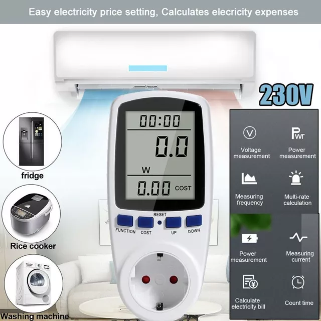 AC 110 V~250 V Leistungsmesser US/UK/EU/AU-Stecker Weiß Zubehör Ersatz