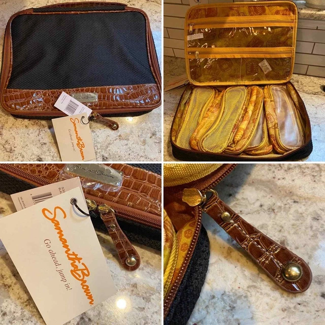 NWT Samantha Brown Black /Camel Jewelry Cosmetic Travel Case 14”x 11”x 2”