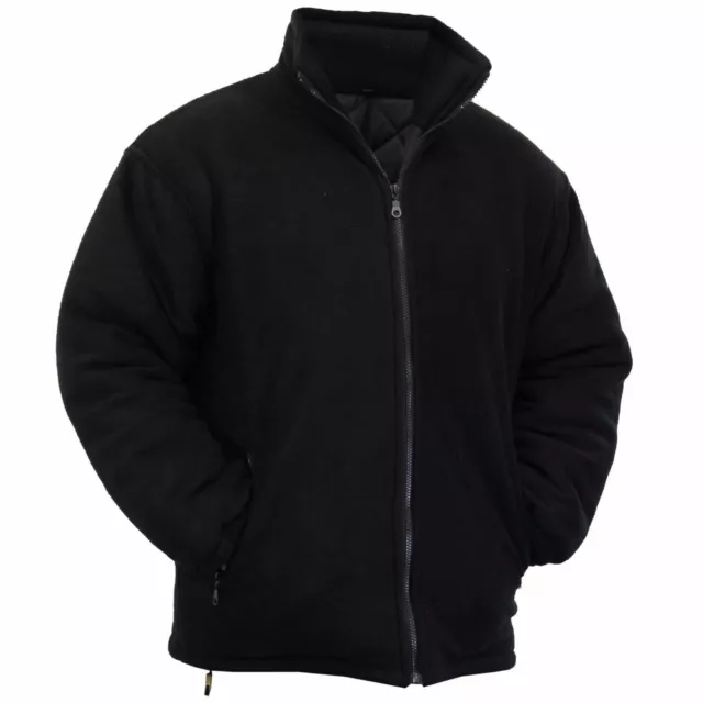 Mens Extra Thick Fleece Heavy Duty Work Jacket Coat Padded Anti Pill Black S-5Xl