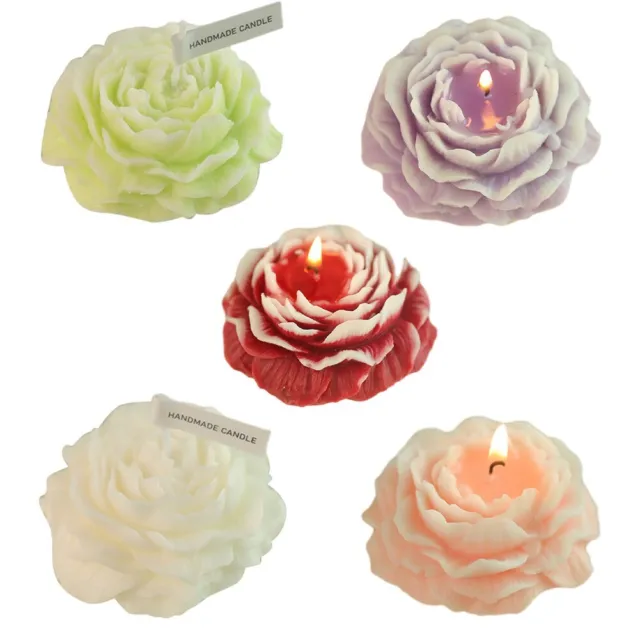 Rose Flower Shaped Scented Candle Handmade Aroma Soy Wax Decorative Candle  Gifts