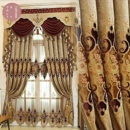 Europ Luxury Embroidered Room Curtain for Tulle Window Blackout Backdrop Valance