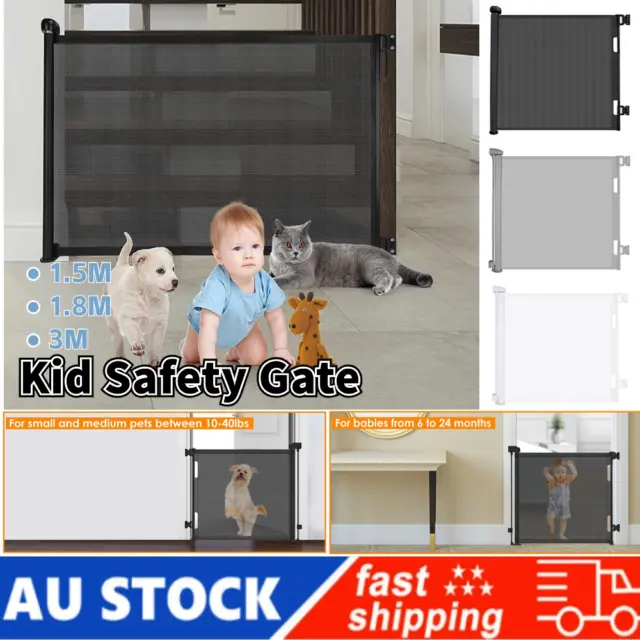 Kid Safety Gate Retractable Mesh Pet Dog Security Barrier Stair Fence Guard AU