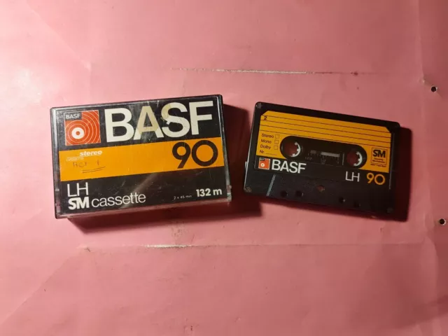 1 x used BASF LH SM 90 Audio Cassette Tape w. inlay & case - Normal Bias Type I