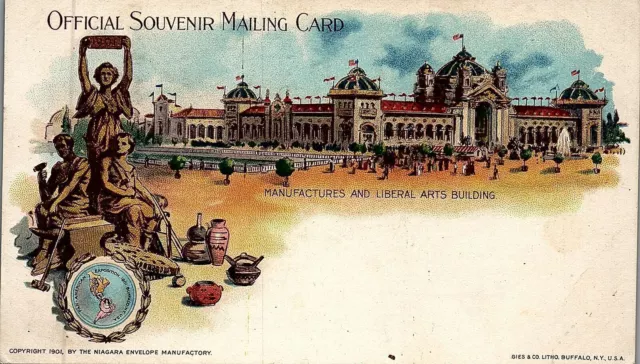 1901 Pan American Exposition Buffalo Mfg Liberal Arts Bldg Mailing Card 25-103