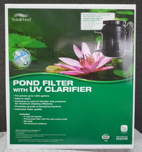 TotalPond Pond Filter w/UV Clarifier 9 Watt Ponds Up To 1200 Gallons~ #52236 NEW