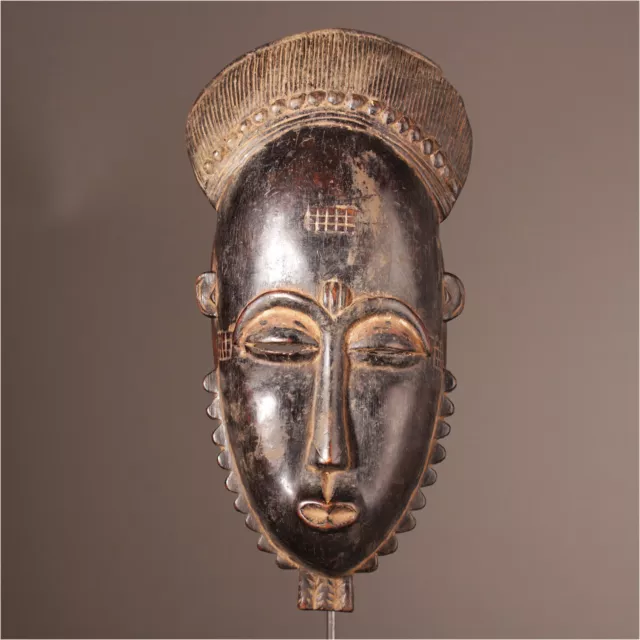 12851 Fine Baule Mask Ivory Coast Metalldisplay Inclusive