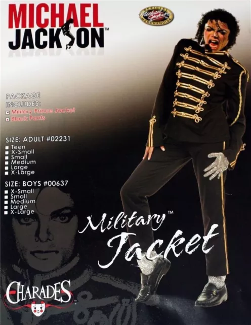 Micheal Jackson Child's Military Black Jacket w/ Pants Costume Size XS (4-6)