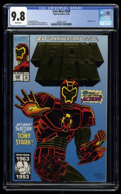 Iron Man #290 CGC NM/M 9.8 White Pages Gold Foil Cover! Marvel 1993