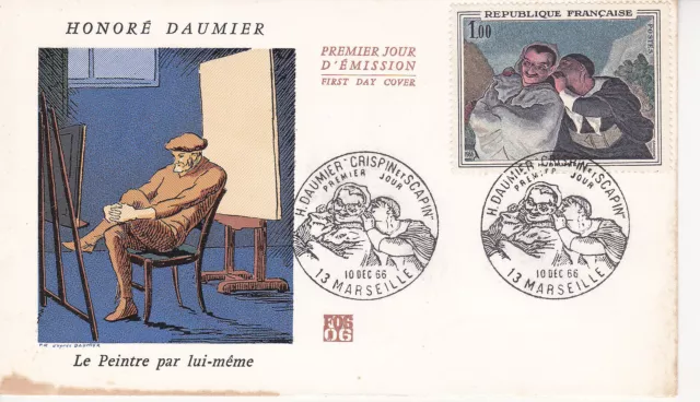 Enveloppe 1er jour FDC 1966 Tableau Honoré Daumier Peintre 1