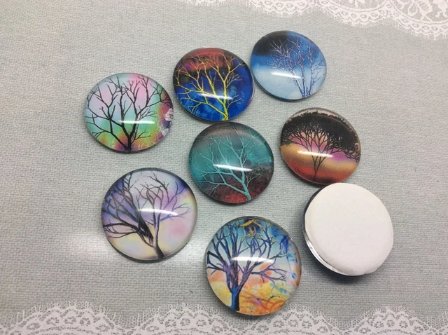 10 Spooky Bare Tree Cabochons 16-25mm Mixed Round Glass Picture Dome Flat Back 2