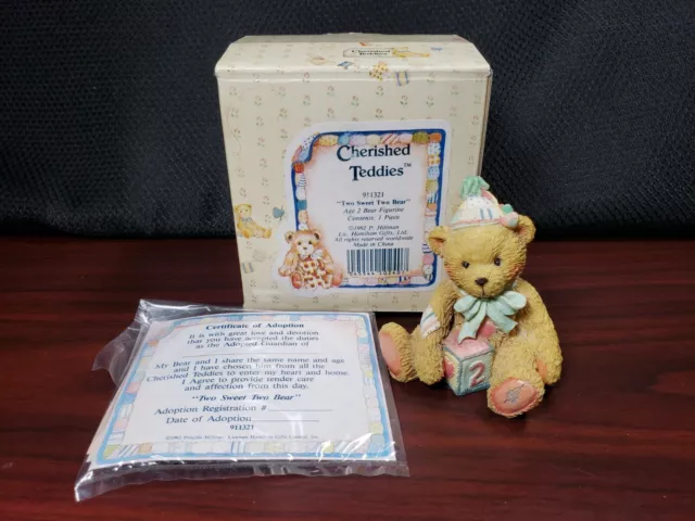 1992 Enesco Cherished Teddies Age 2 Bear "Two Sweet To Bear" 911321