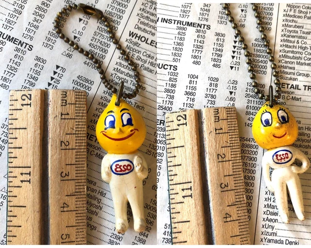 Vintage 1950s Esso Boy Girl Keychain Mini Figures