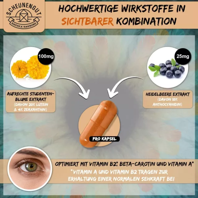 ADLERAUGE® -Augenvitamine Hochdosiert- Laborgeprüft I 120 Kapseln I SCHEUNENGUT® 2