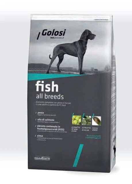 Golosi Fish All Breeds Crocchette Cane Adulto Con Pesce E Riso 12 Kg  C 517