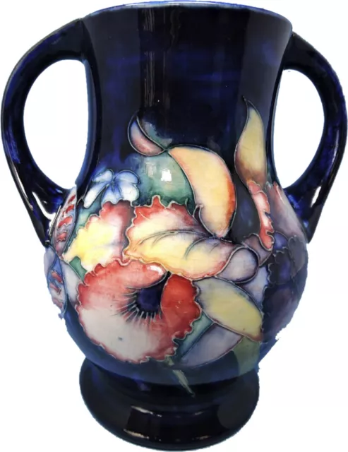 Walter Moorcroft English Pottery 2- Handled Vase, "Orchid" Pattern