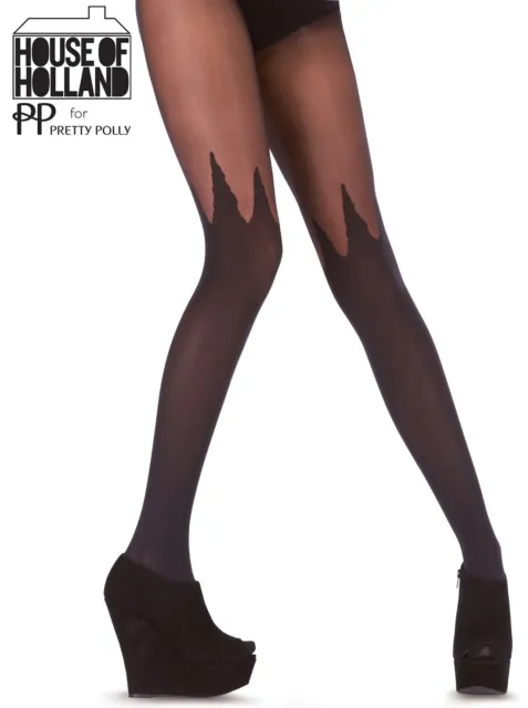 Pretty Polly House of Holland Mesh Super Suspender Tights One Size NIP