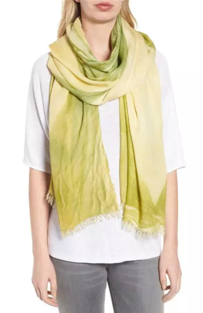 NWT NIP $158 EILEEN FISHER Italian Maltinto Modal Scarf GREEN GRASS 81X32