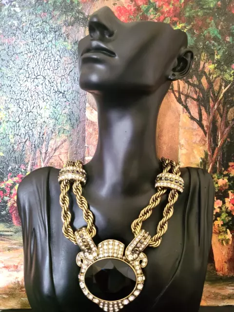 Heidi Daus "Chain Of Event" Black Crystal Beaded Necklace - Nwt