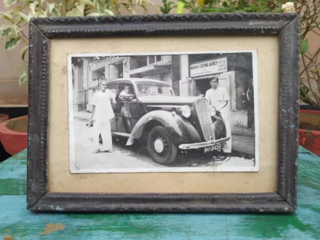 Indianer Junge W / Oldtimer & Zwei Mann Fotografie Druck Sammlerstück Holz