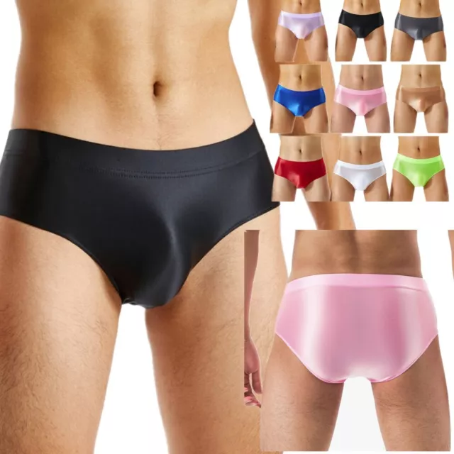 Sexy Men's Briefs Smooth Glossy Low Rise Panties Underwear Bulge Pouch Panties