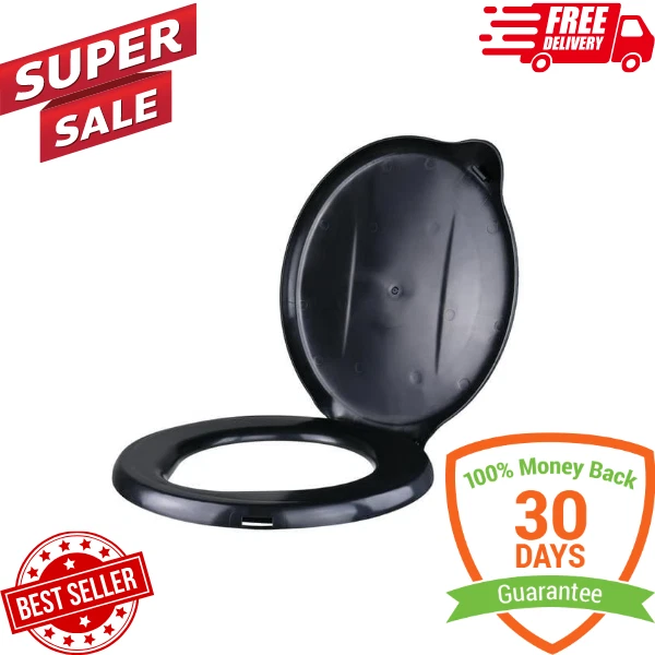 PORTABLE BLACK OZARK Trail 5 Gallon Bucket Toilet Seat Cover, USA 23.