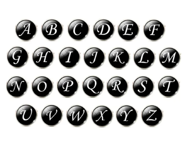 1x Single Letter Black A-Z Men’s Initial Cufflink Alphabet Stainless Steel 2