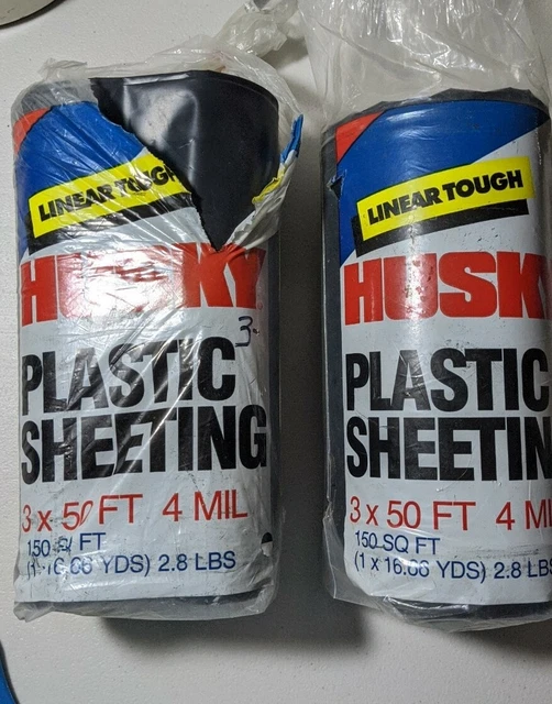 Linear Tough Husky Plastic Sheeting 3 X 50 FT 4 Mil 150 Square Ft