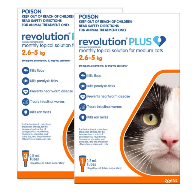Revolution Plus For Medium Cats 2.6-5kg 4 Pack