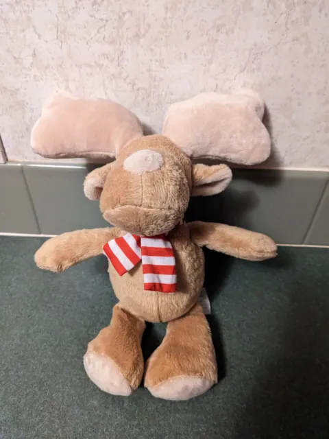 Kinder Surprise Christmas Holiday  Moose Plush Red White Scarf 2021 7.5 in