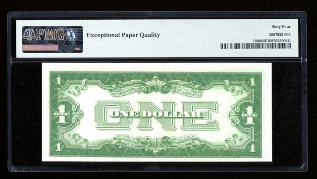DBR 1934 $1 Silver Funnyback Fr. 1606 EA Block PMG 64 EPQ Serial E18728906A 2