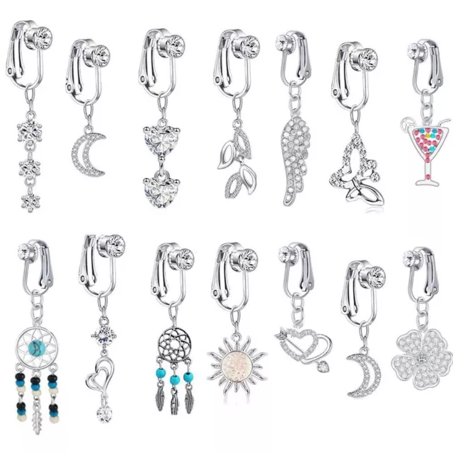 Earring Clip Belly Button Rings Fake Belly Rings Navel Clip on Body Jewelry