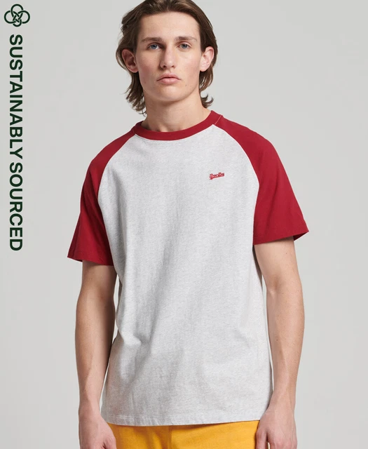 Superdry Uomo T-Shirt Da Baseball In Cotone Biologico Con Logo Essential Taglia
