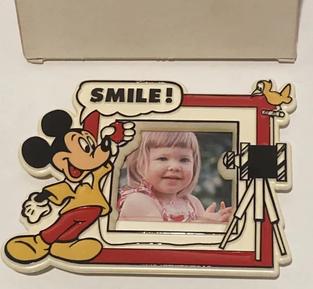 Marco de fotos de Mickey Mouse ""SONRISA"" vintage genuino de Walt Disney auténtico raro