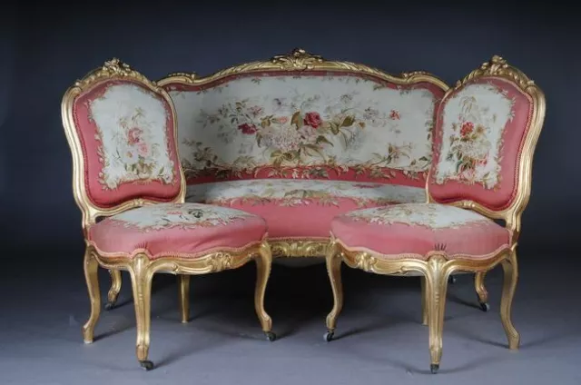 Louis XV Gobelin Tapestry/Tapestry Lounge Suite, Napoleon III Um 1890 B-149